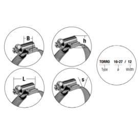 Schlauchschelle / Schneckenantriebsklammer (W2), Breite 9 mm, 8-16 mm, DIN 3017 (10 Stk.)